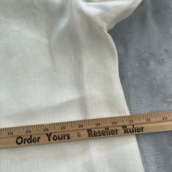 JM Collection Shirt Womens 10 White 100% Linen with Cotton Eyelet Trim Sequins - Picture 9 of 15